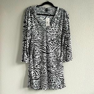 NWT a.n.a. Animal Print Hooded Cover-up - Size L